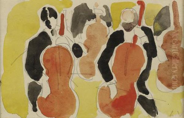 Les Violoncellistes Oil Painting by Louis Valtat