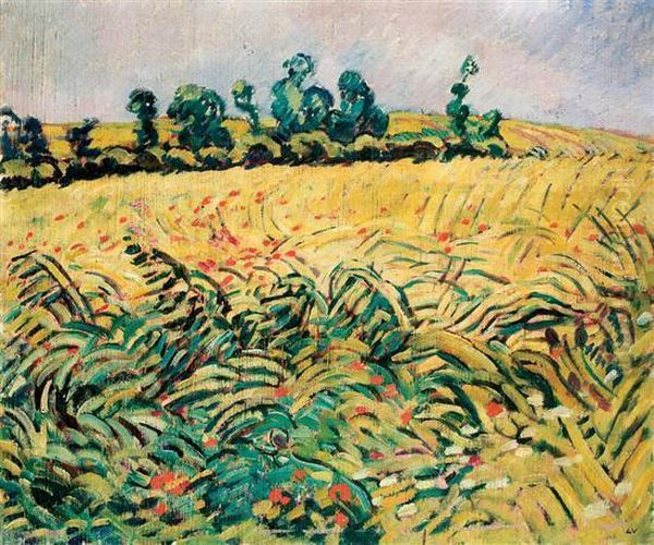 Field Of Wheat And Poppies Oil Painting by Louis Valtat