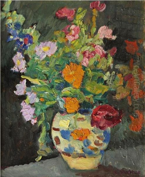 Vase De Fleurs Oil Painting by Louis Valtat