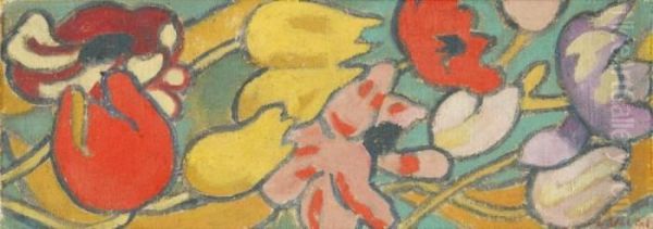 Anemones Et Tulipes Oil Painting by Louis Valtat