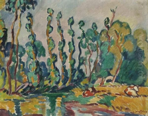 Vaches Et Peupliers Oil Painting by Louis Valtat