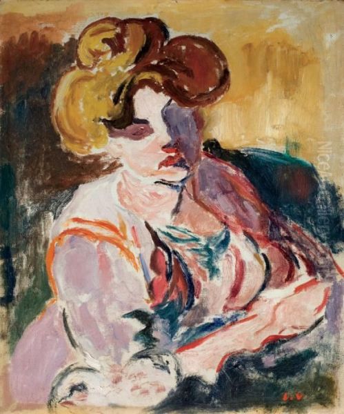 Portrait De Jeune Femme Oil Painting by Louis Valtat