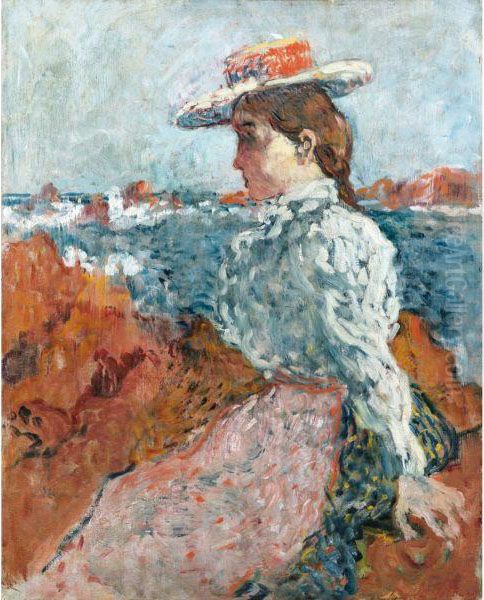 Femme Assise Sur Les Rochers Oil Painting by Louis Valtat