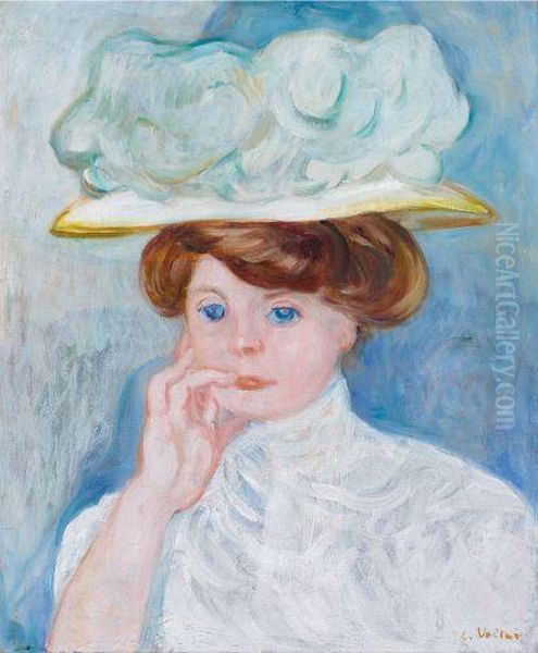 Femme Au Chapeau Blanc Oil Painting by Louis Valtat