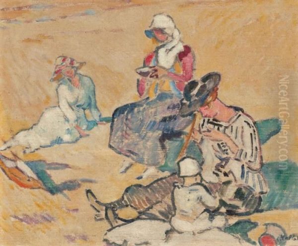 Femmes A L'ouvrage Avec Le Cachet Oil Painting by Louis Valtat