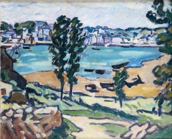 Bateaux Amarres Dans La Crique Oil Painting by Louis Valtat