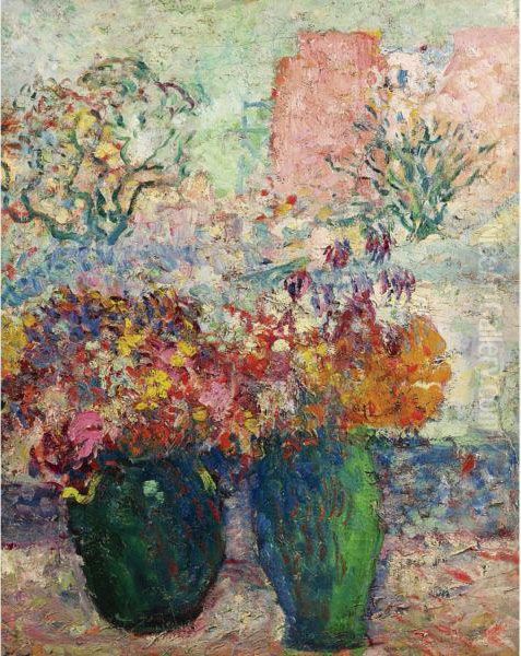 Deux Vases De Fleurs Oil Painting by Louis Valtat