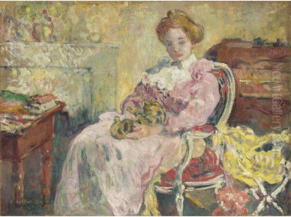 Femme Au Chat Sur Les Genoux Oil Painting by Louis Valtat