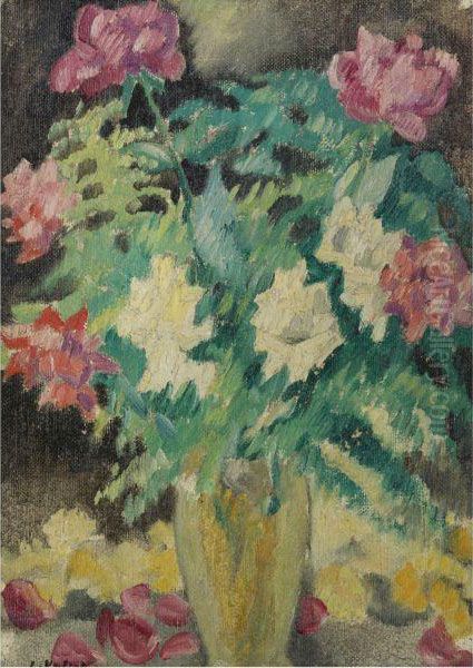 Vase Cristal, Roses Oil Painting by Louis Valtat