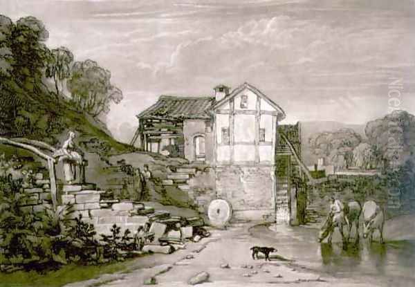 Water Mill, from the Liber Studiorum, engraved by Robert Dunkarton, 1812 Oil Painting by Joseph Mallord William Turner