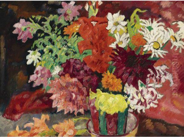 Fleurs D'ete A La Potiche De Metthey Oil Painting by Louis Valtat