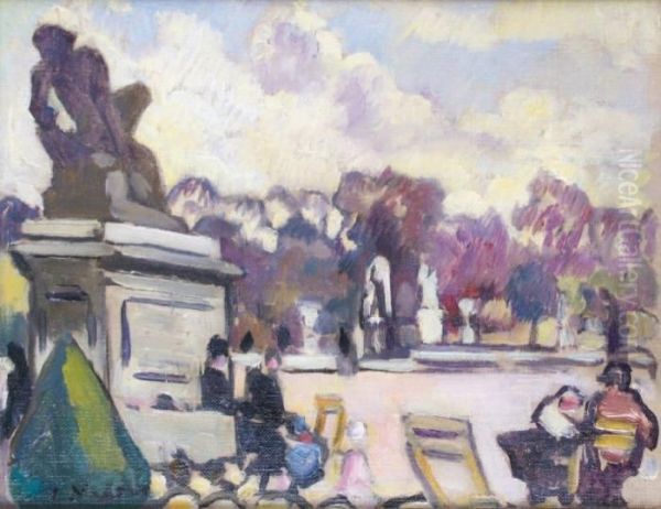 Le Jardin Des Tuileries Oil Painting by Louis Valtat