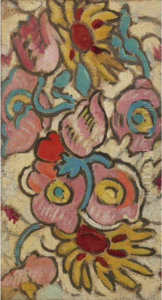 Fleurs Sur Fond Jaune Oil Painting by Louis Valtat