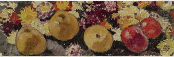 Cinq Pommes Et Fleurs Oil Painting by Louis Valtat