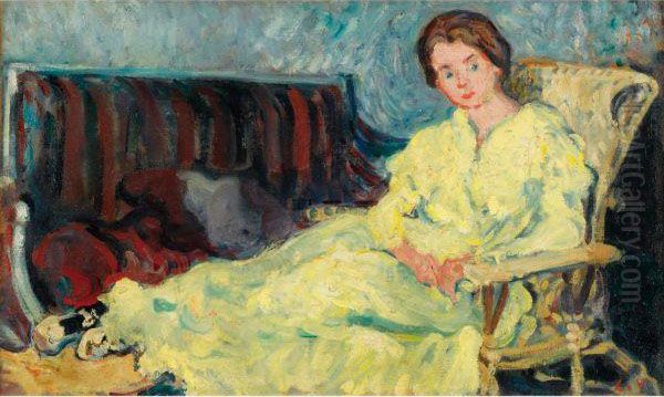 Femme Etendue Sur Une Chaise Longue Oil Painting by Louis Valtat