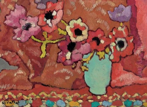 Anemones Au Pichet Vert Oil Painting by Louis Valtat