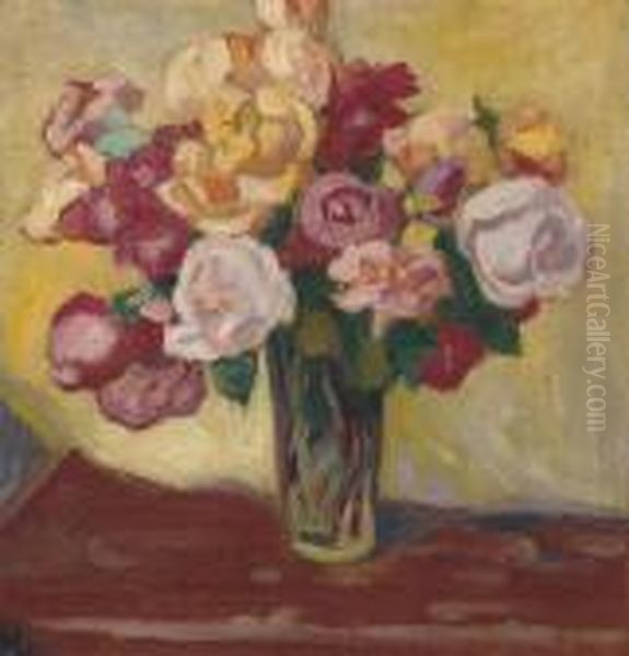 Bouquet De Roses Oil Painting by Louis Valtat