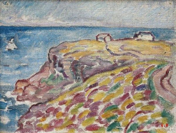 Maisonnettes Sur La Falaise En Normandie Oil Painting by Louis Valtat