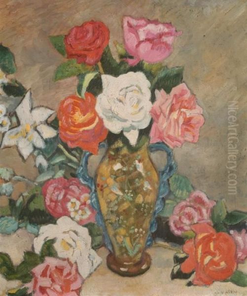 Bouquet De Roses Oil Painting by Louis Valtat