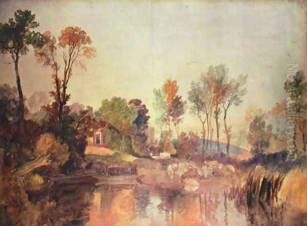 House at the river with trees and a sheep Oil Painting by Joseph Mallord William Turner