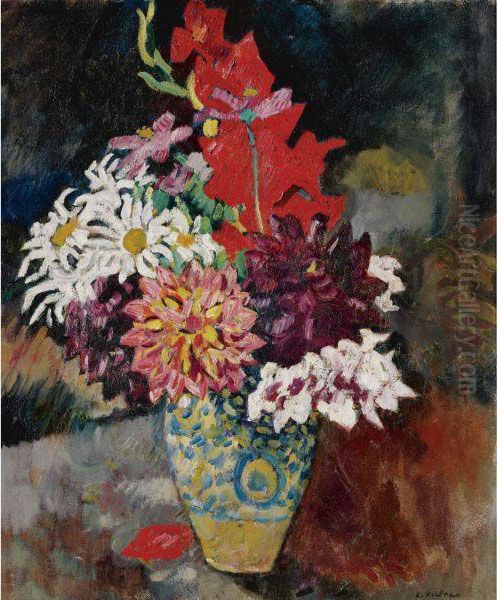 Vase De Fleurs Oil Painting by Louis Valtat