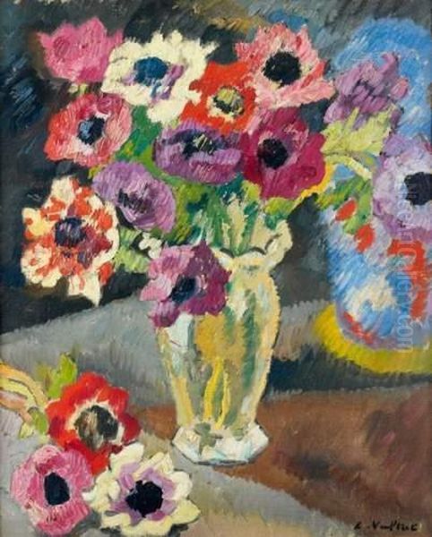 Vase D' Anemones Oil Painting by Louis Valtat