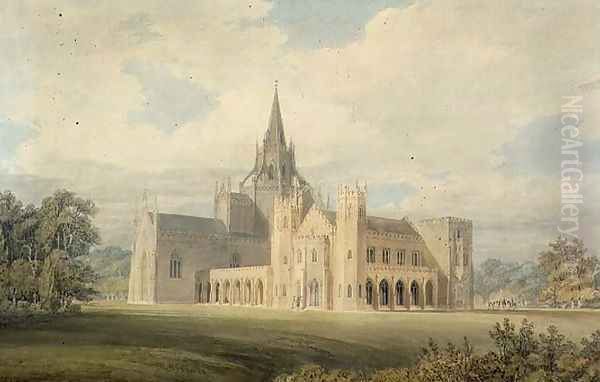 Perspective View of Fonthill Abbey from the South West, c.1799 Oil Painting by Joseph Mallord William Turner