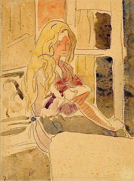 Jeune Femme Assise En Bord De Fenetre Oil Painting by Louis Valtat