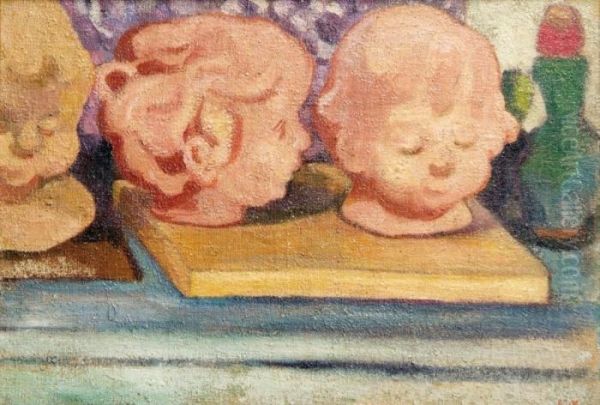 Trois Tetes D'enfant (jean, Fils De L'artiste) Oil Painting by Louis Valtat