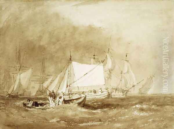 Shipping Scene, with Fishermen, c.1815-20 Oil Painting by Joseph Mallord William Turner