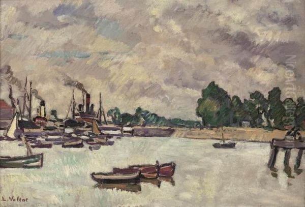 Trois Barques Dans Le Port De Ouistreham Oil Painting by Louis Valtat