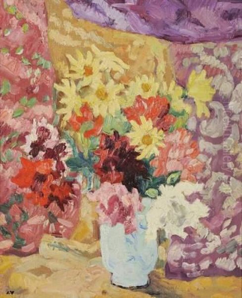 Bouquet De Fleurs Au Vase Bleu Oil Painting by Louis Valtat