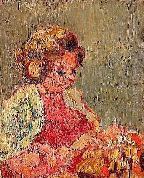 Jeune Fille A Sa Broderie Oil Painting by Louis Valtat