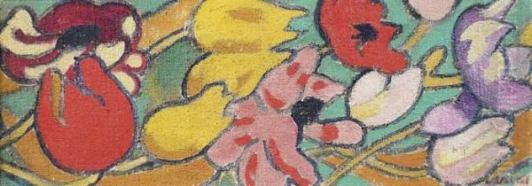 Anemoneset Tulipes Oil Painting by Louis Valtat