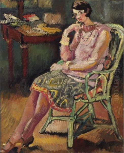 Femme Assise Au Fauteuil Vert Oil Painting by Louis Valtat