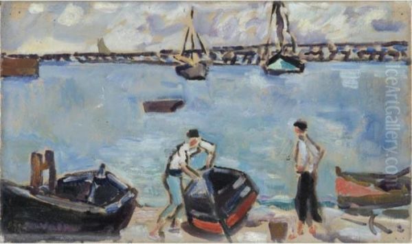 Les Barques Au Port Oil Painting by Louis Valtat