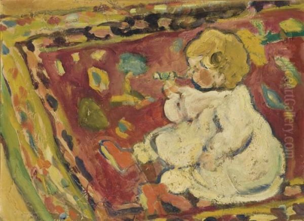 Enfant Sur Un Tapis Oil Painting by Louis Valtat