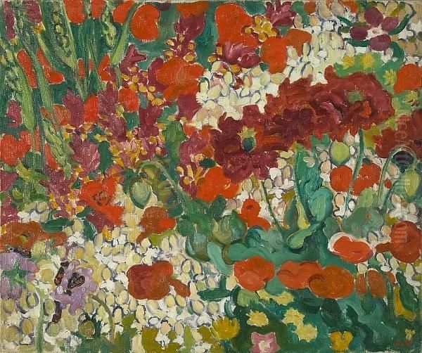 Parterre De Fleurs Aux Coquelicots, C.1910 Oil Painting by Louis Valtat