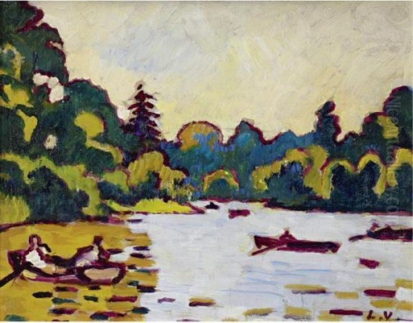 Barques Sur Le Lac Du Bois De Boulogne Oil Painting by Louis Valtat