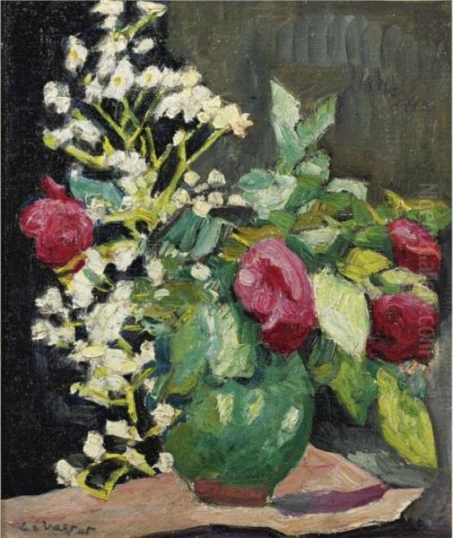 Vase De Roses Oil Painting by Louis Valtat