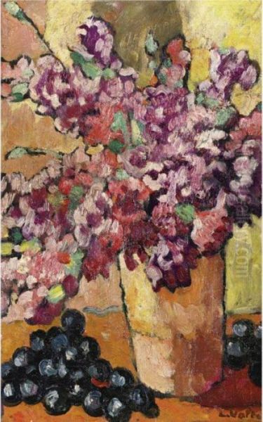 Vase De Fleurs Et Raisins Noir by Louis Valtat