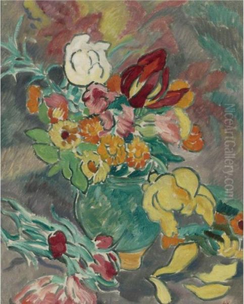 Bouquet A La Cruche Verte Oil Painting by Louis Valtat