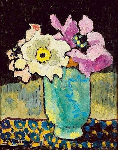 Bouquet D'anemones, Vase Bleu, Circa 1940 Oil Painting by Louis Valtat