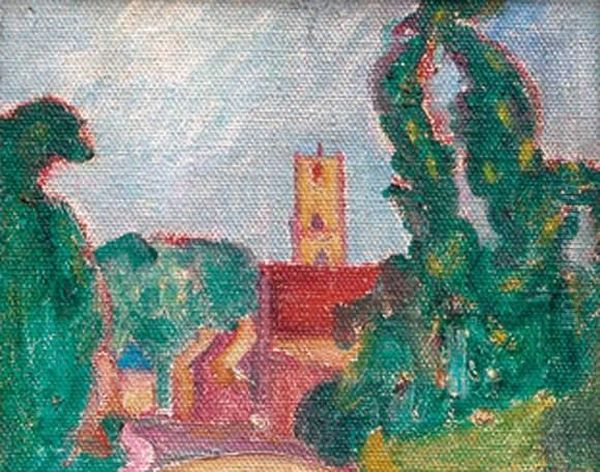 Village Parmi Les Arbres. Oil Painting by Louis Valtat