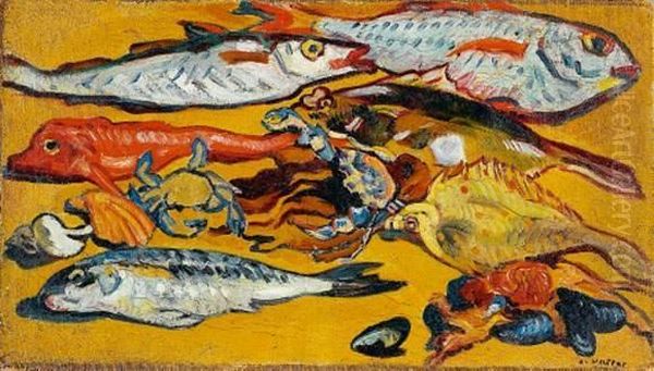 Les Poissons Oil Painting by Louis Valtat