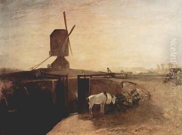 The large channel connection with Southall Mill Oil Painting by Joseph Mallord William Turner