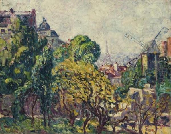 Vue Du Moulin De La Galette Et De La Tour Eiffel Oil Painting by Louis Valtat