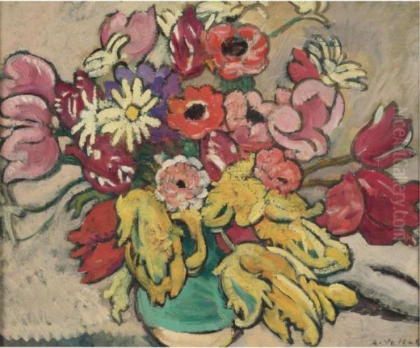 Fleurs A La Cruche Verte Oil Painting by Louis Valtat