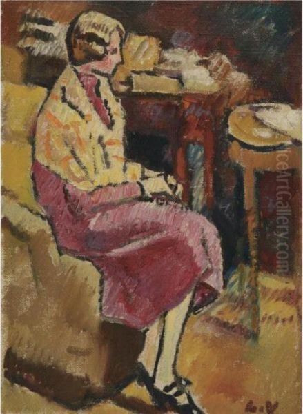 Femme Au Chale Dans Un Fauteuil Oil Painting by Louis Valtat