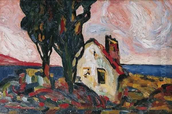 Les Deux Cypres A Antheor Oil Painting by Louis Valtat